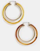 Asos Design Hoop Earrings In Split Gold And Tortoiseshell Design - Gold