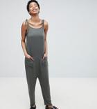 Asos Design Tall Jersey Minimal Jumpsuit With Ties - Green