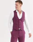 Asos Design Wedding Super Skinny Suit Suit Vest In Aubergine - Red