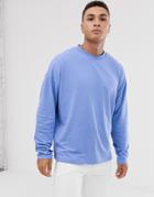 Asos Design Oversized Long Sleeve T-shirt In Blue-purple