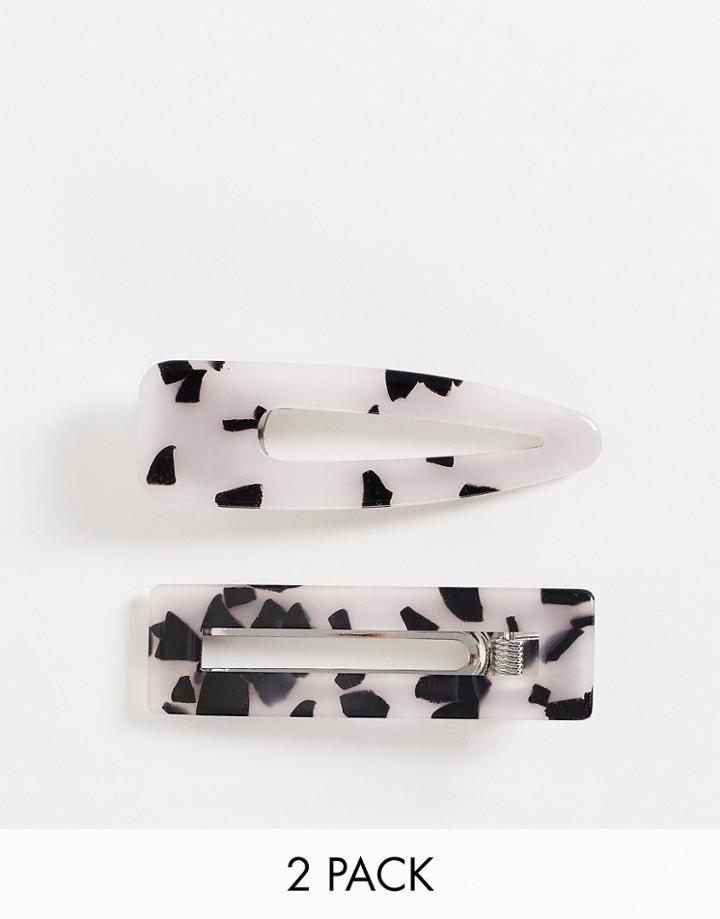 Glamorous 2-pack Hair Clips In Cow Print-multi