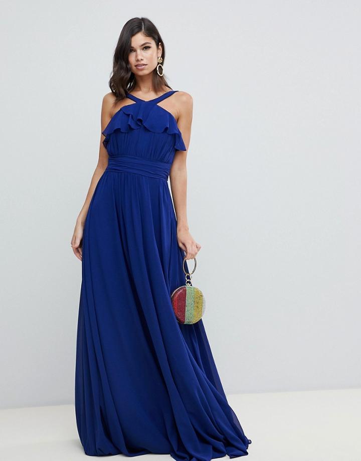 Forever Unique Halter Neck Maxi Dress - Navy