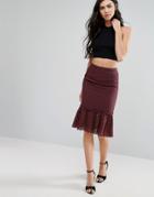 First & I Cropped Crochet Frill Skirt - Red