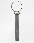 Asos Statement Chain Fringe Torque Necklace - Black