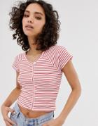 Only Stripe Cropped T-shirt - Pink