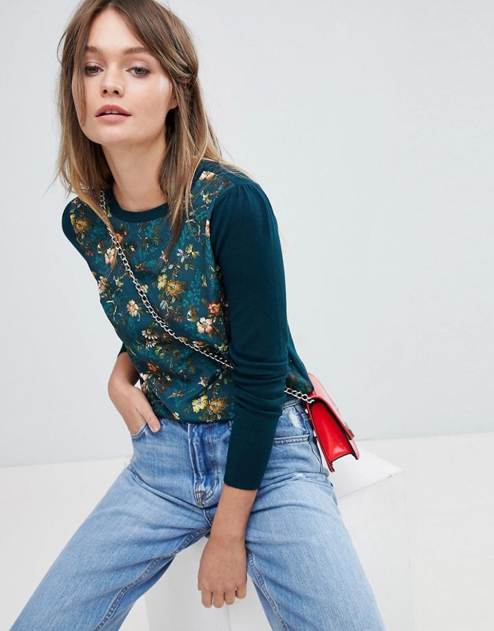 Oasis Floral Knitted Sweater - Green