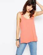 Asos Cotton Jersey Tank - Coral