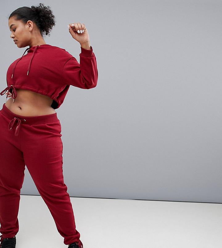 South Beach Plus Drawstring Joggers In Red - Red