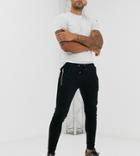 Asos Design Tall Skinny Joggers In Black With Silver Zip Pockets