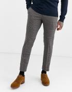 Moss London Smart Pants In Brown Dogstooth
