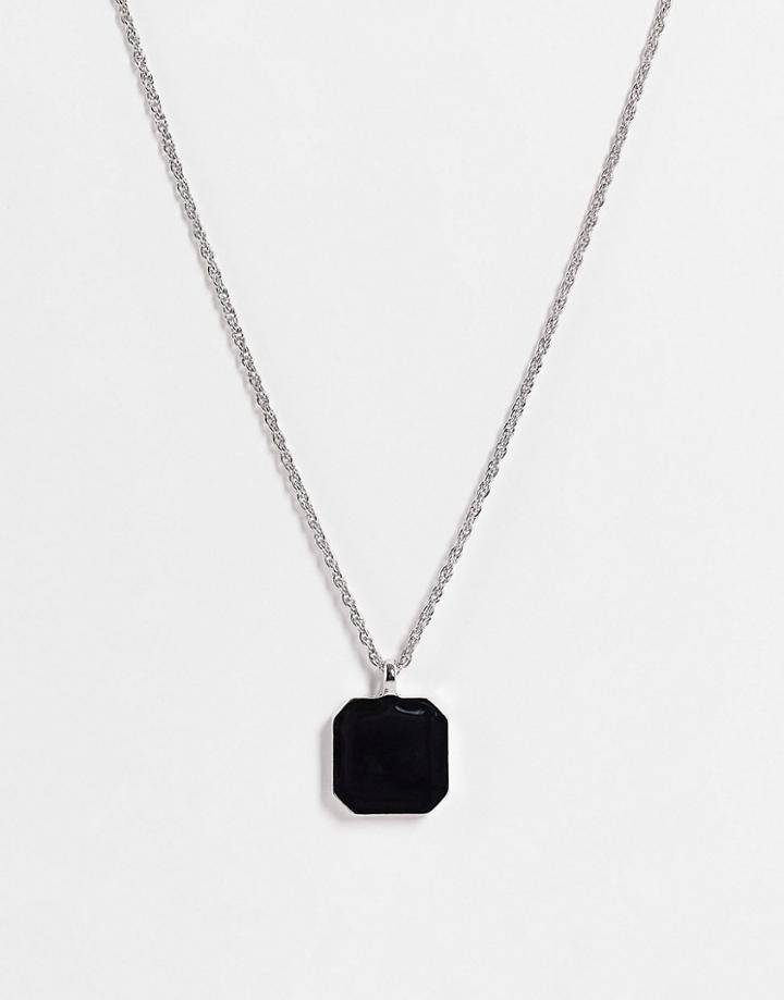 Svnx Necklace In Silver With A Black Pendant