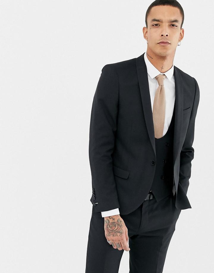 Twisted Tailor Super Skinny Wool Mix Suit Jacket In Black - Black