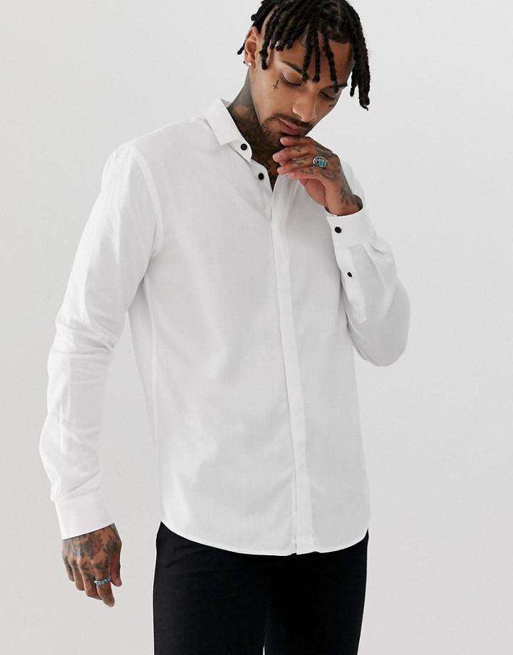 Twisted Tailor Super Skinny Shirt In White