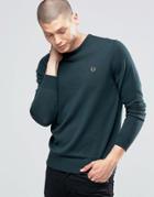Fred Perry Sweater With Crew Neck In British Racing Green - Green