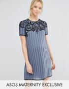 Asos Maternity Deco Embellished Mini Dress - Blue