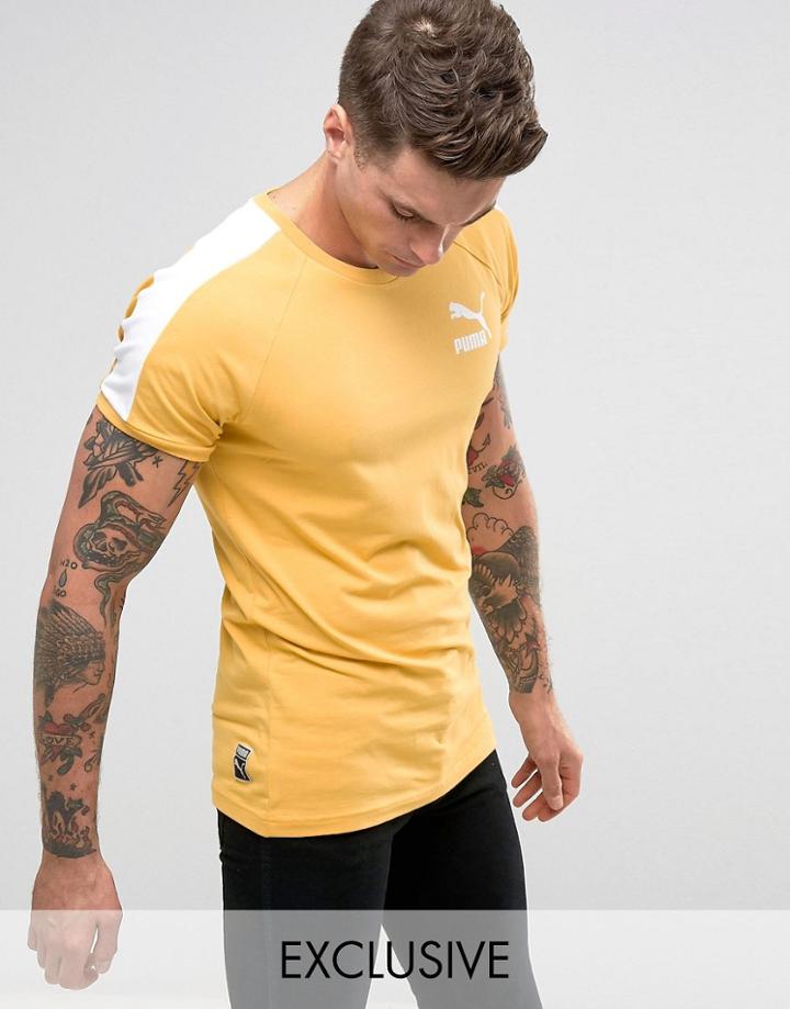 Puma Muscle Fit T-shirt In Yellow Exclusive To Asos - Yellow