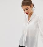 Warehouse Blouse With Pussy Bow Tie In Gold Stars Print - Cream