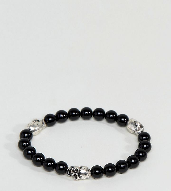 Reclaimed Vintage Inspired Black Beaded Bracelet With Skulls Exclusive To Asos - Black