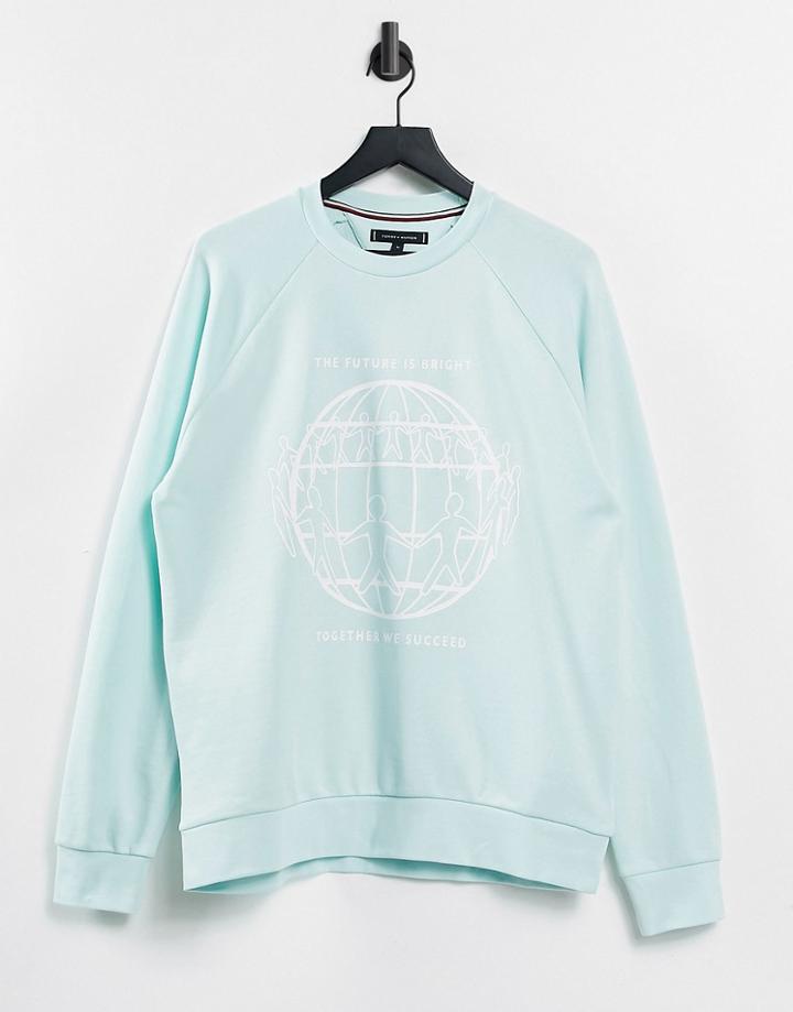Tommy Hilfiger One Planet Capsule Unisex Front Print Sweatshirt In Blue-blues