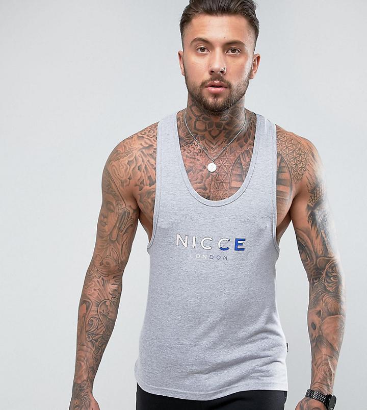 Nicce Vest In Grey With Tri Colour Logo - Gray