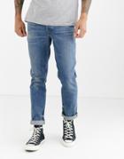 Asos Design Cone Mill Denim Slim 'american Classic' Jeans In Vintage Dark Wash Blue