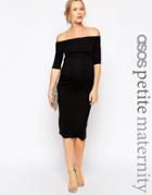 Asos Maternity Petite Bardot Dress With Half Sleeve - Black