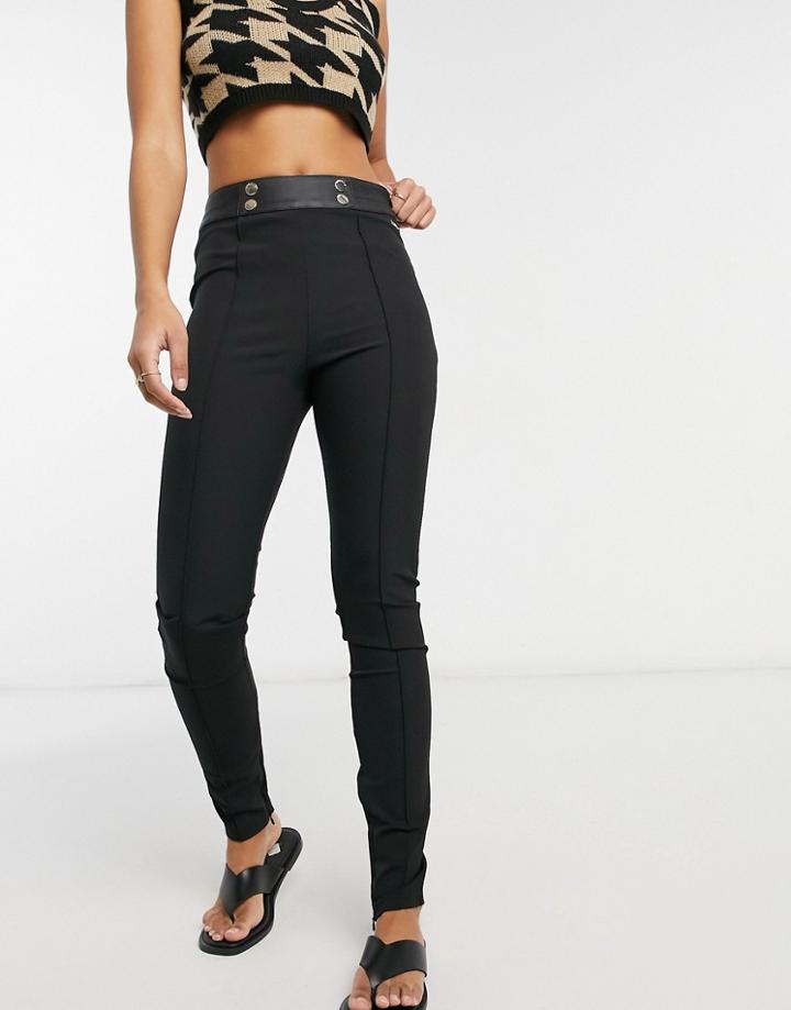 River Island Split Hem Skinny Pants In Black