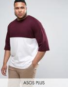 Asos Plus Oversized T-shirt With Color Block - White