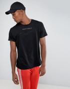 Night Addict Concealed Zip T-shirt With Embroidery - Black