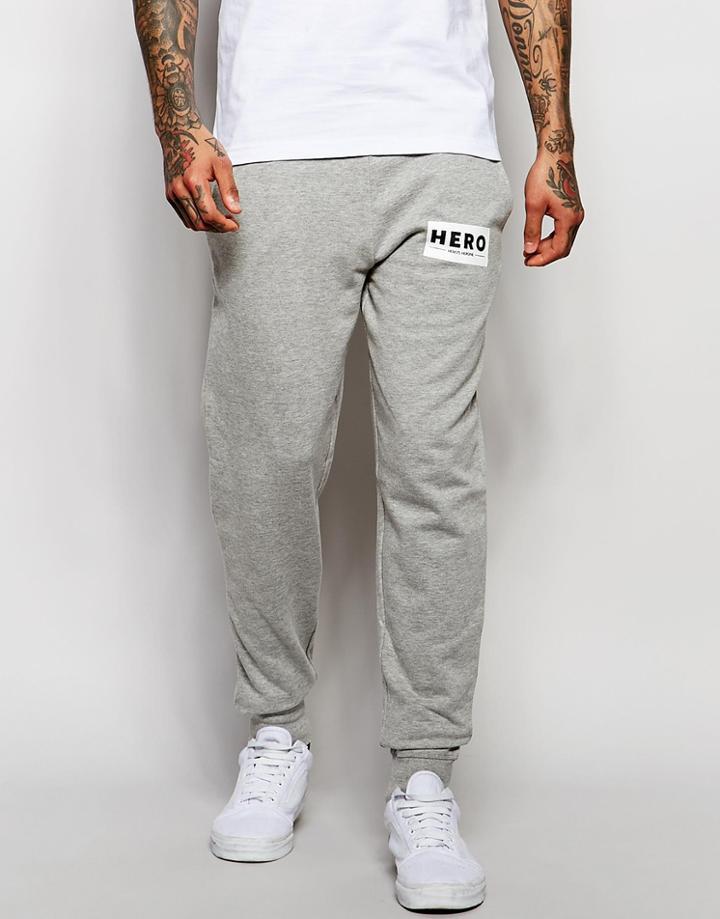 Hero's Heroine Skinny Joggers With Small Logo - Gray Marl