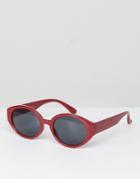 Stradivarius Oval Sunglasses - Red