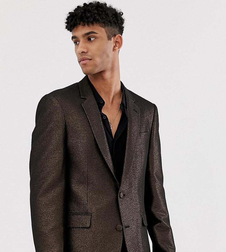 Asos Design Skinny Suit Jacket In Metallic - Black