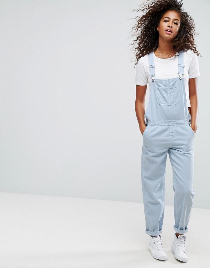 Asos Cord Overall In Pale Blue - Blue