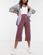 Cotton: On Ribbed Culotte In Plum-purple