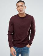 New Look Crew Neck Sweater In Burgundy - Red