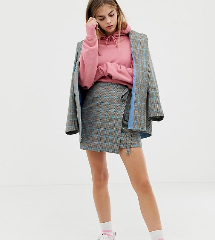 Collusion Check Wrap Mini Skirt - Multi