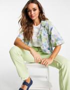 Mango Short Sleeve Bowling Shirt In Green Floral - Part Of A Set-multi
