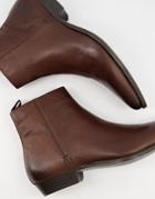 Silver Street Heeled Western Boots In Brown Leather