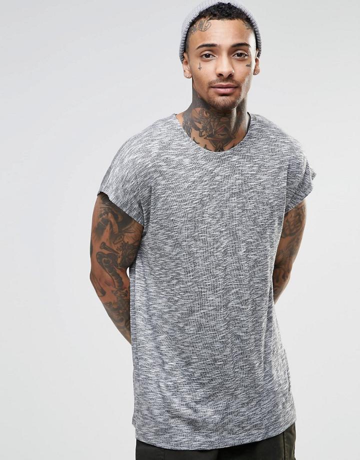 Asos Oversized Sleeveless T-shirt In Space Dye - Gray Space Dye
