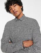 Twisted Tailor Unknown Shirt In White With Distorted Horizontal Stripes-multi