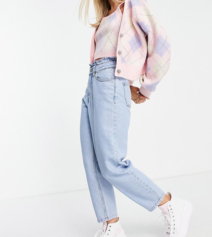 Miss Selfridge Petite Frill Top Mom Jeans-blues