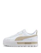 Puma Mayze Platform Sneakers In White And Stone