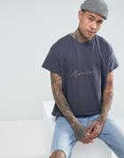 Mennace Dropped Shoulder T-shirt In Gray - Gray