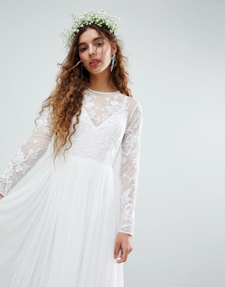 Asos Edition Embroidered Bodice Wedding Maxi Dress - White