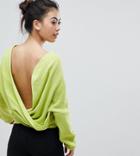 Boohoo Petite Twist Back Sweater - Green