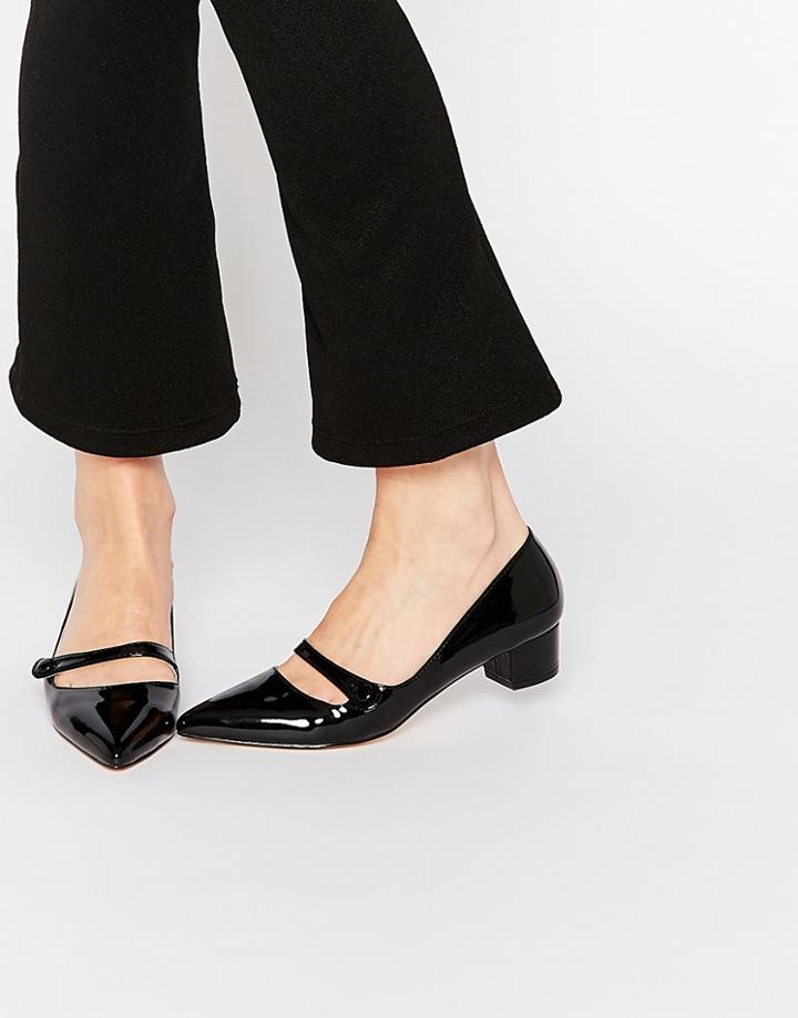 Miss Kg Audrina Black Patent Mid Heeled Mary Jane Heeled Shoes - Black