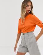 The East Order Sage Button Top-orange