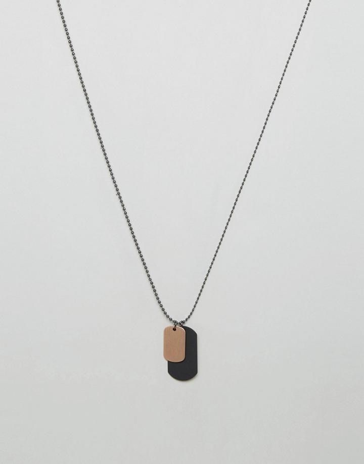 Aldo Dogtag Necklace In Black/gold - Black
