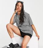 Noisy May Exclusive Oversized T-shirt In Black Wavy Checkerboard - Part Of A Set-multi