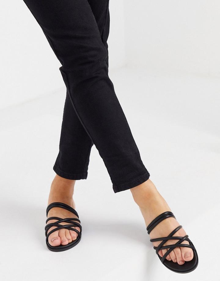 New Look Multi Strap Flat Sandal In Black